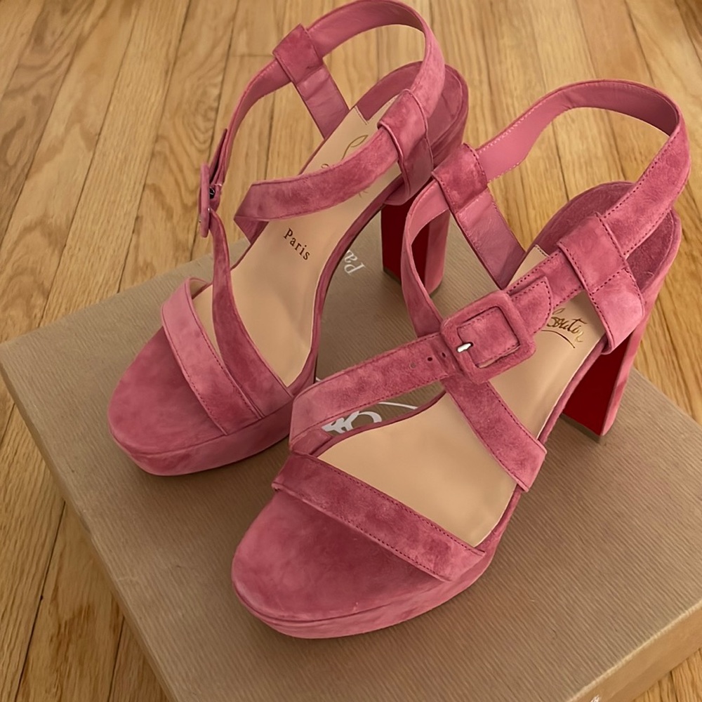 Christian Louboutin Pink Suede Selma Alta 130 Veau Velours Platform sz 39 (9)